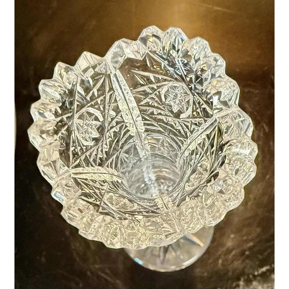 Vintage Czechoslovakia 24% Lead Crystal Hand Cut Vase & Bowl Set 500PK